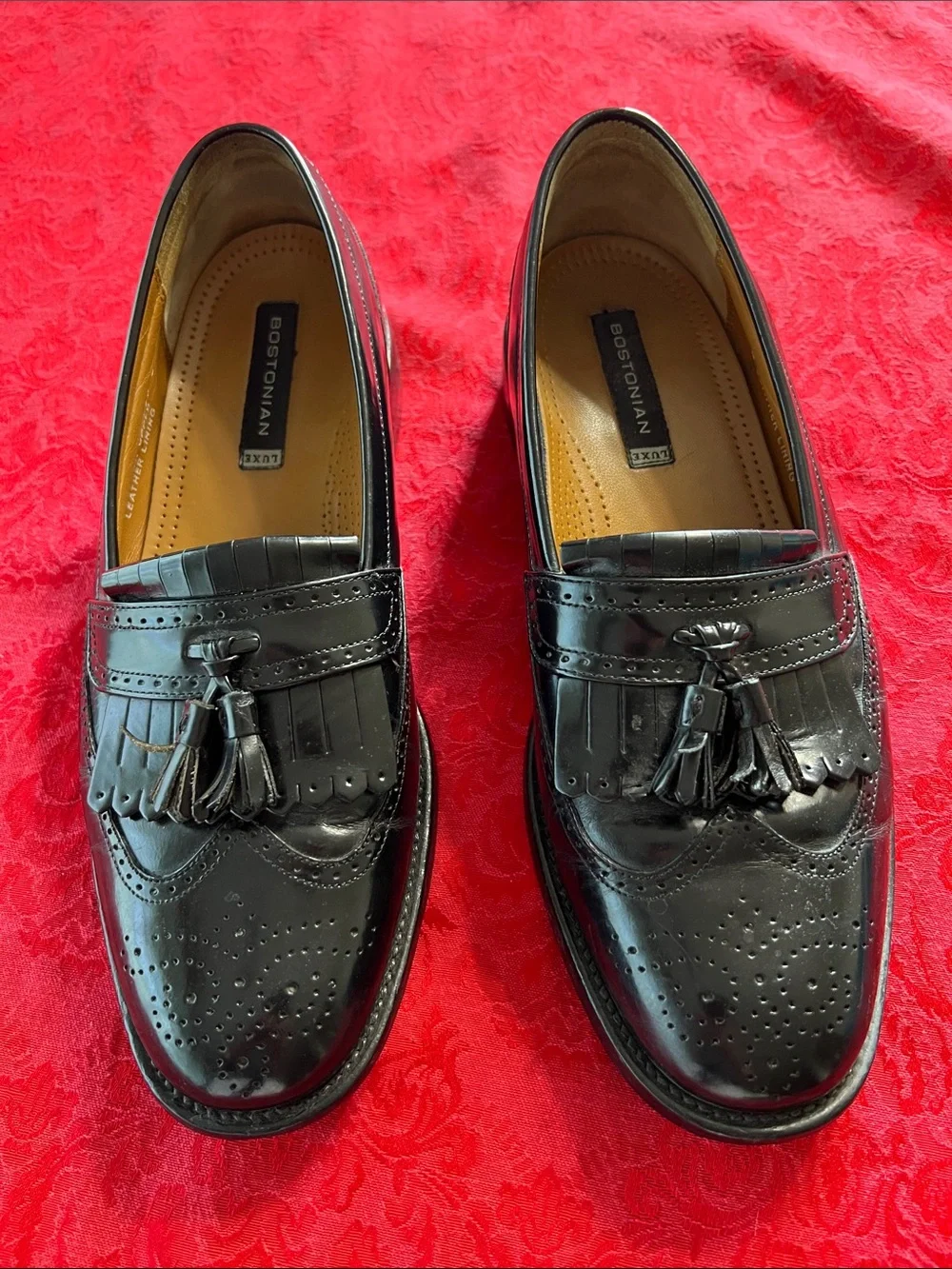 Bostonian Luxe Men’s 9.5M Black Leather Kiltie Tassel Brogue Loafers